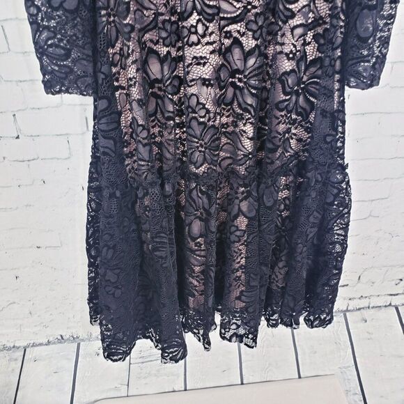 Eliza J Black Lace Dress Size 2 High Neck Tiered Whimsigoth Witchy Core Romantic - Picture 4 of 8